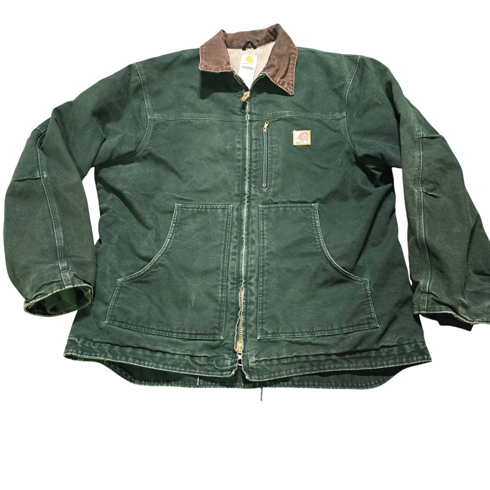 Vintage 2005 y2k Carhartt Sandstone Ridge Jacket XL men Green Sherpa Duck Canvas